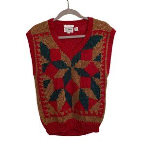 VTG‎ Knit Vest Small holiday RED  GREEN RRRRRUSS